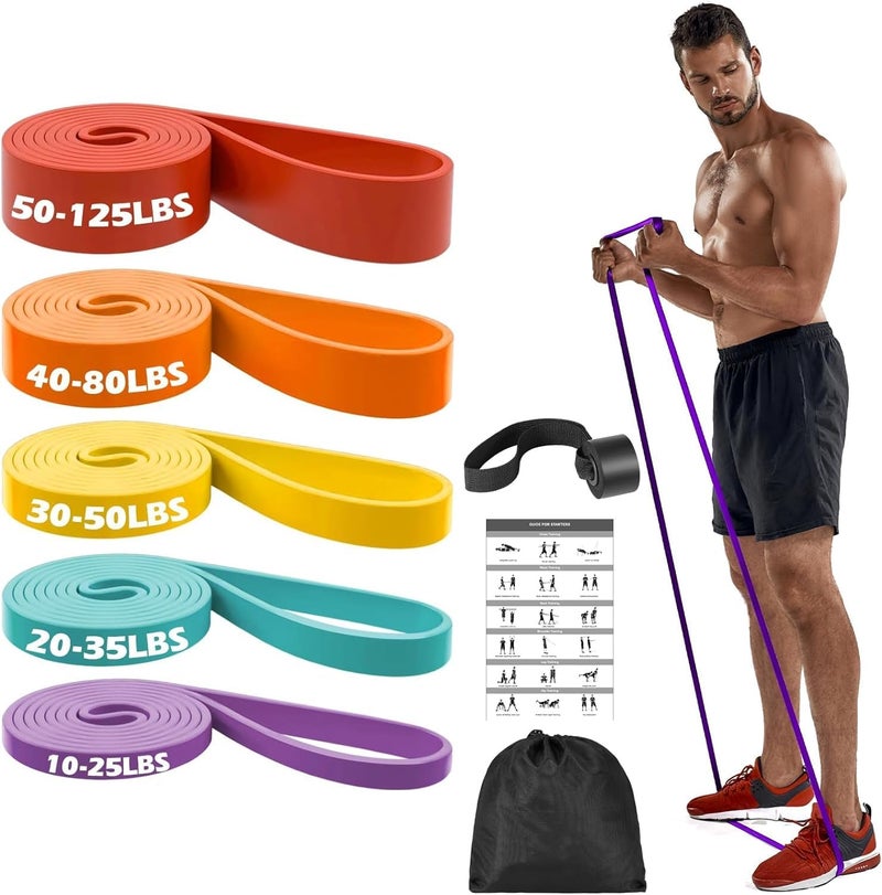 Zacro Resistance Bands, 6 Resistance Levels Pull Up Assistance Bands, Exercise Bands for Men&Women, Heavy Duty Resistance Band Set with Door Anchor, for Working Out, Muscle Training, Physical Therapy - Image 1